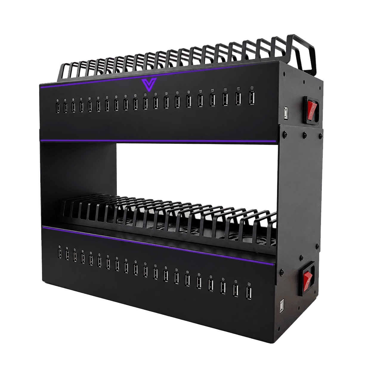 Vyrex Farm 20 two-tier phone rack with purple brand detailing